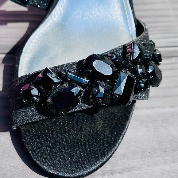 Nina Black Satin Glitter Heel Size 7 - Picture 5 of 6